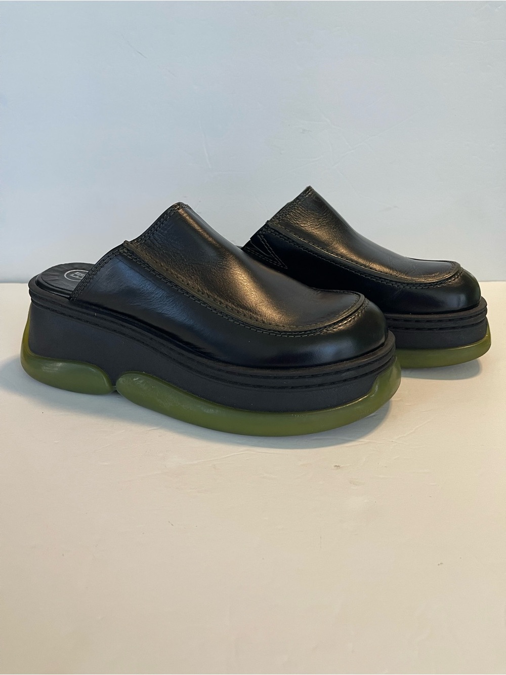 E8 By Miista Brietta Mule Black Leather Chunky Platform Sole Slip-On Size 10 - Picture 13 of 16